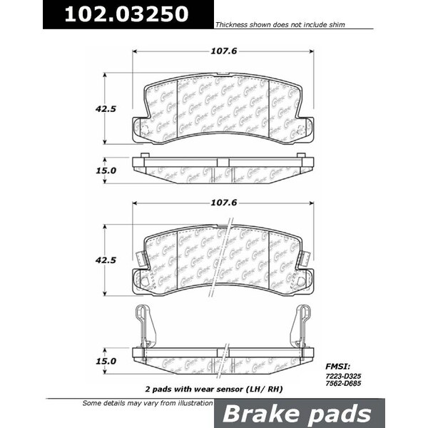 Centric Parts CTEK Brake Pads, 102.03250 102.03250 - main